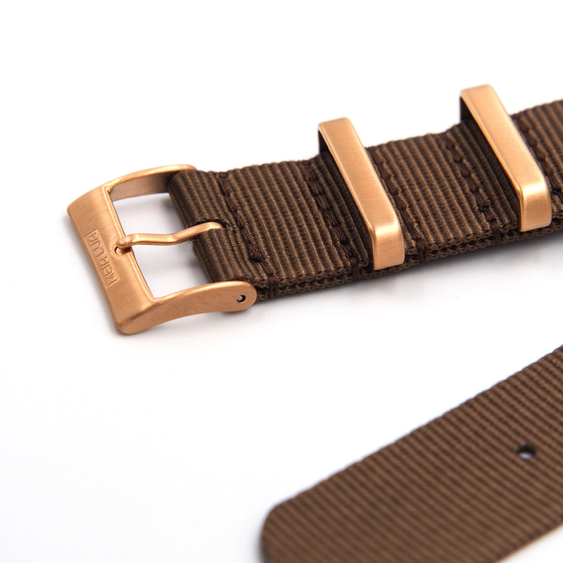 MOON ARMY STRAP NATO BROWN BRONZE GOLD BUCKLE MEIA LUA Watches 2.0