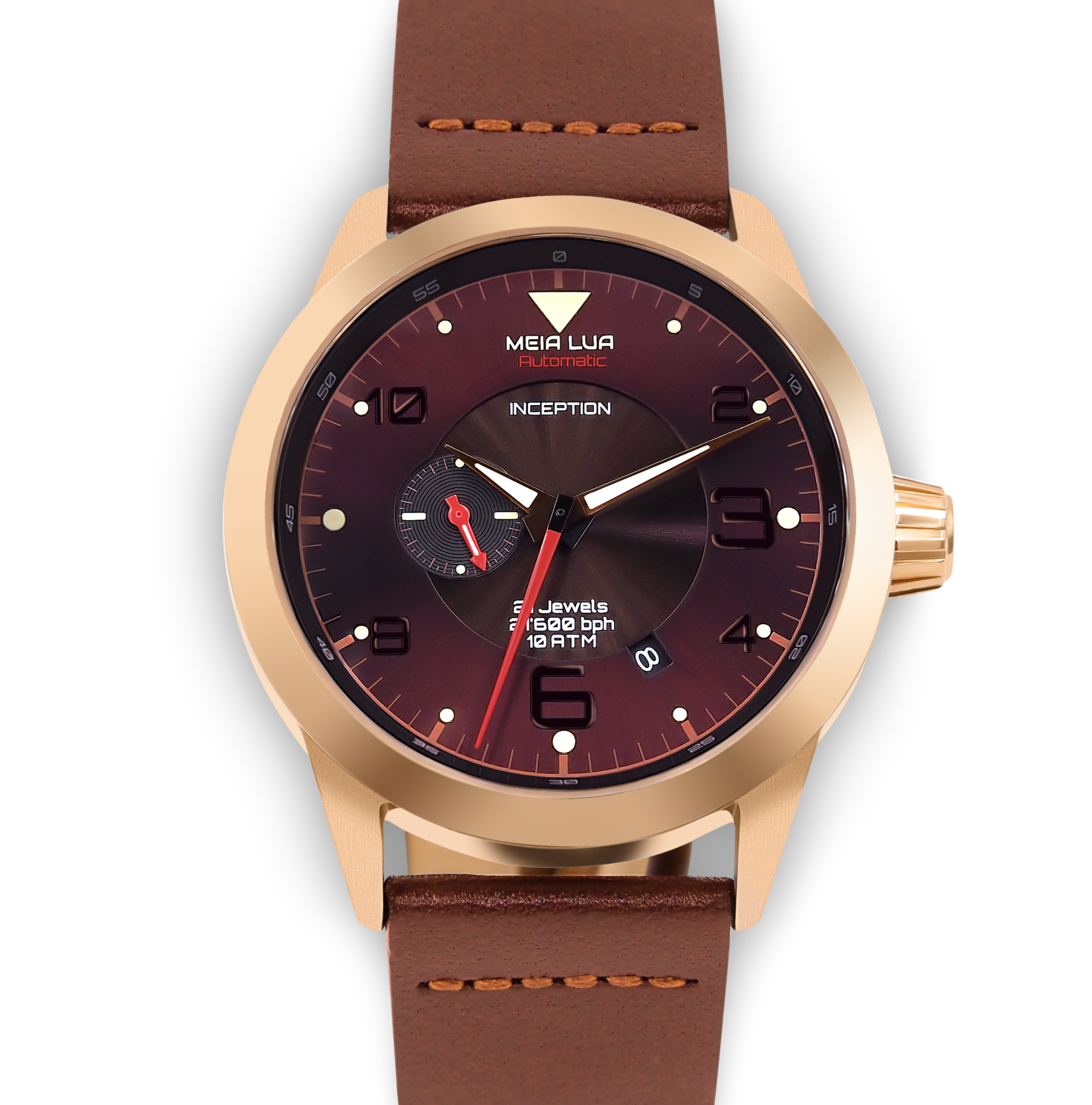 MOONLIGHT MARS | Bronze Gold Case / Cocoa Leather | MEIA LUA Watches 2.0