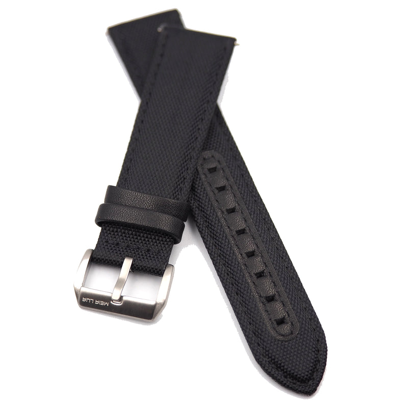 NYLON MILITARY STRAP - BLACK (SILVER BUCKLE)