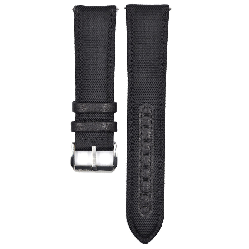 NYLON MILITARY STRAP - BLACK (SILVER BUCKLE)